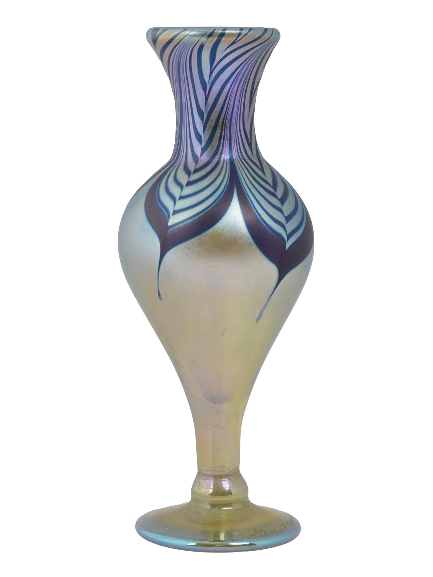 HAND BLOWN IRIDESCENT GLASS VASE BY ROBERT HELD PIC-2